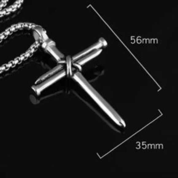 New Men’s Nail Cross Chain Necklace - Picture 5 of 8